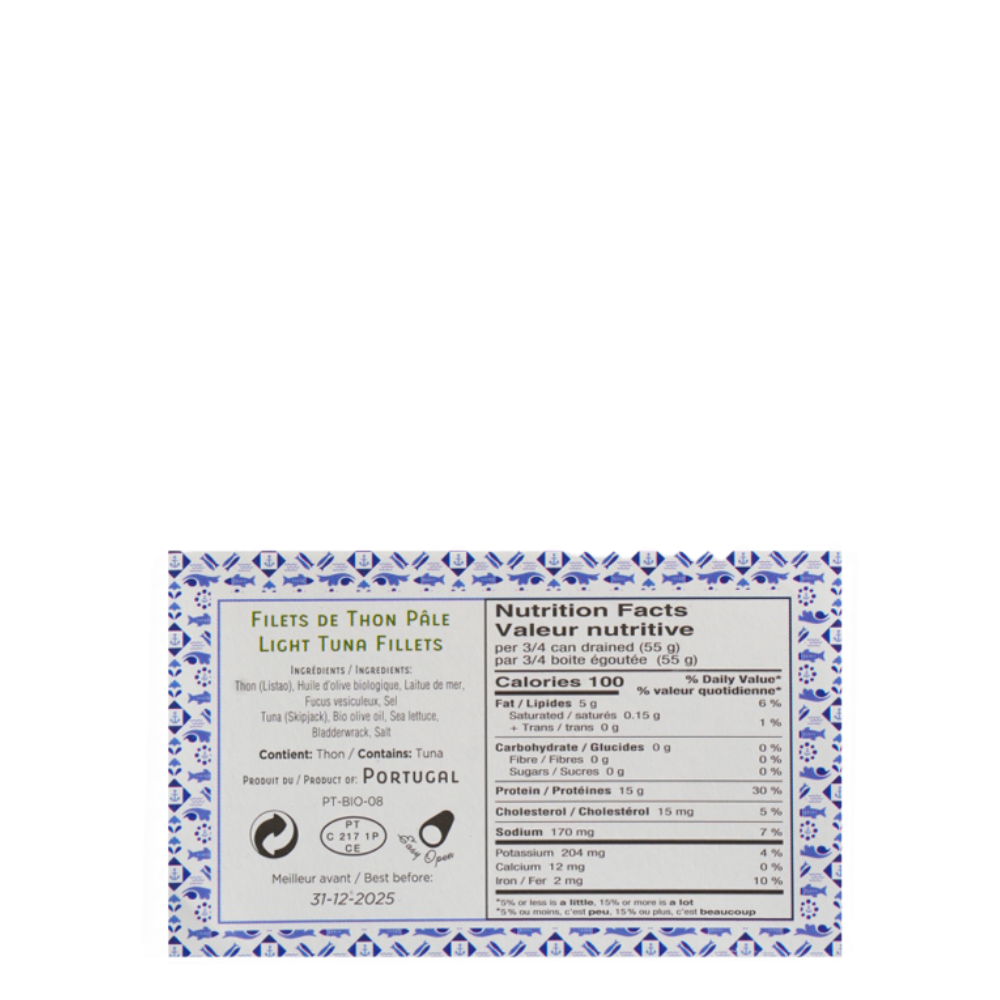 Filets de thon pâle aux algues et à l'huile d'olive